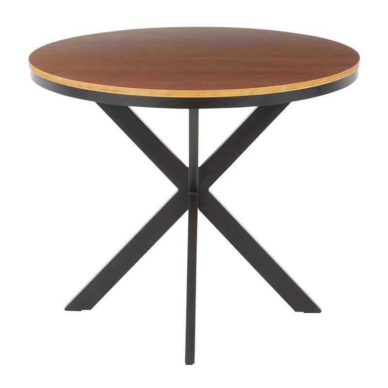 LumiSource X Pedestal Dinette Table, Black Metal/Walnut Wood