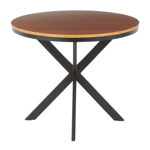 LumiSource X Pedestal Dinette Table, Black Metal/Walnut Wood