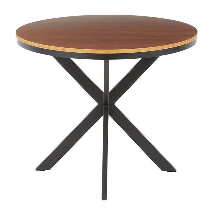 LumiSource X Pedestal Dinette Table, Black Metal/Walnut Wood