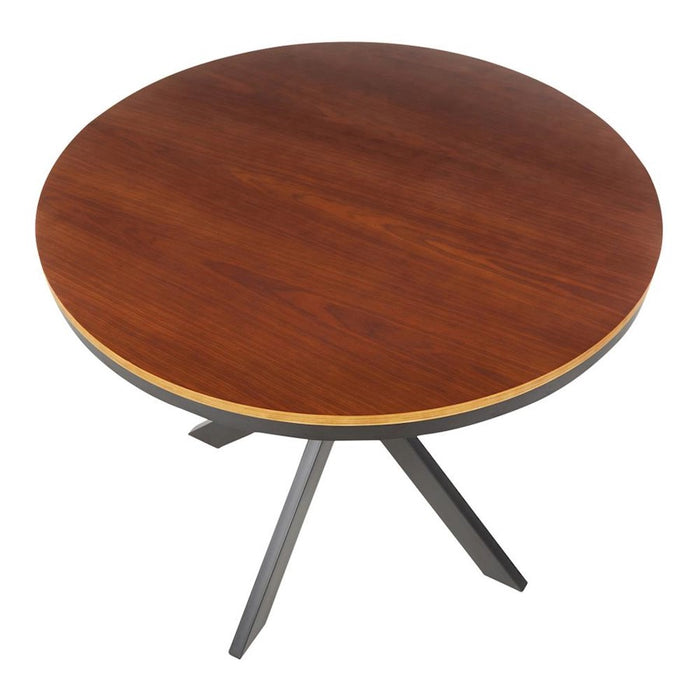 LumiSource X Pedestal Dinette Table, Black Metal/Walnut Wood