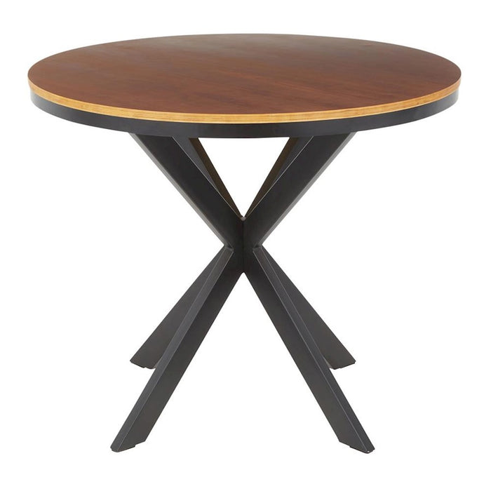LumiSource X Pedestal Dinette Table, Black Metal/Walnut Wood