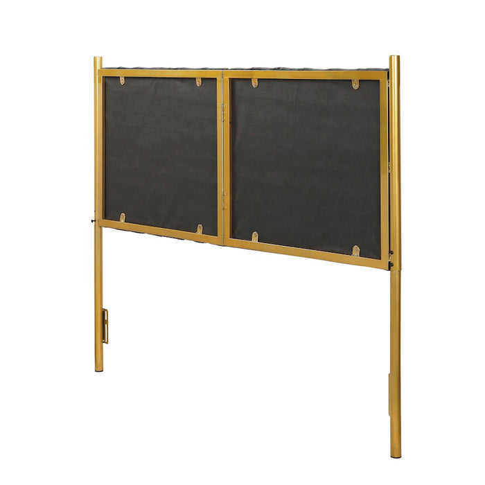 LumiSource Chloe Headboard in Gold Steel/Black Velvet