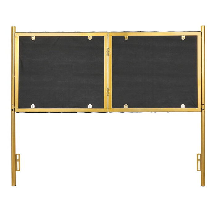 LumiSource Chloe Headboard in Gold Steel/Black Velvet