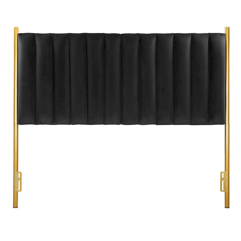 LumiSource Chloe Headboard in Gold Steel/Black Velvet