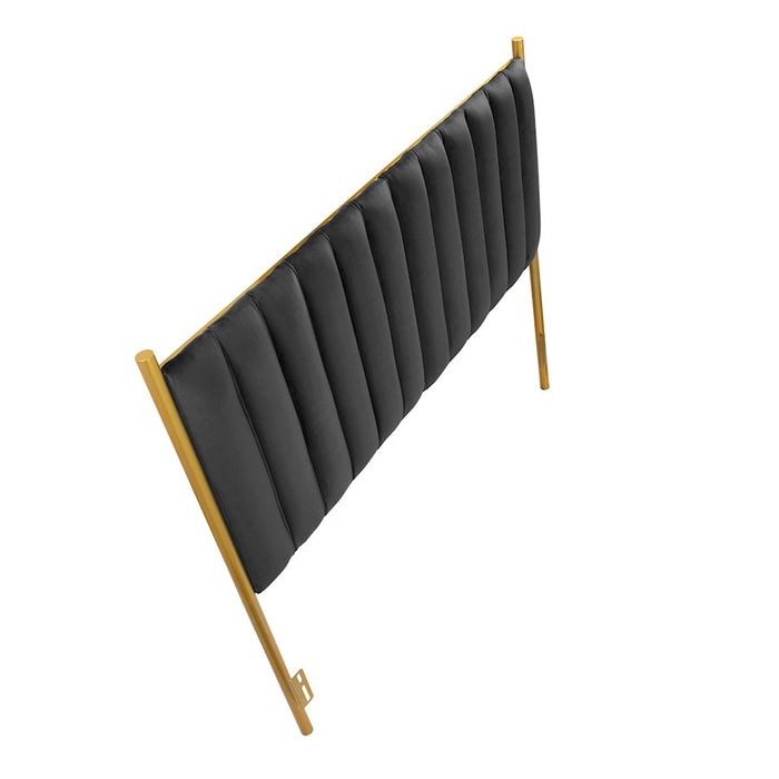 LumiSource Chloe Headboard in Gold Steel/Black Velvet