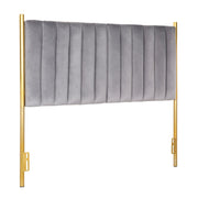 LumiSource Chloe Queen Headboard | Glam Gold Metal and Grey Velvet | Bedroom & Guest Room | 64 x 3 x 52 in | Model HB-CHLOEAUVGY