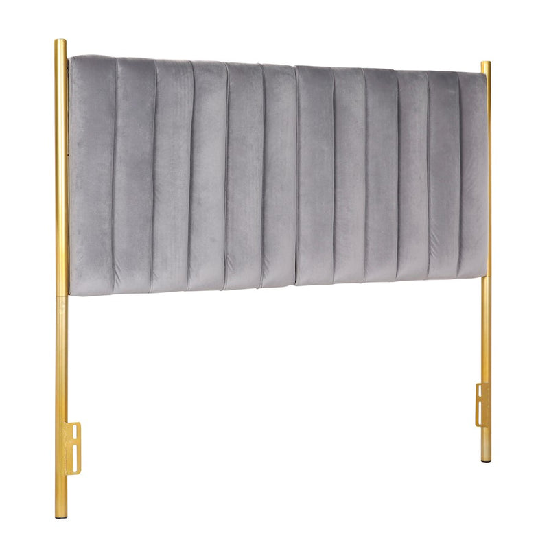 LumiSource Chloe Queen Headboard | Glam Gold Metal and Grey Velvet | Bedroom & Guest Room | 64 x 3 x 52 in | Model HB-CHLOEAUVGY