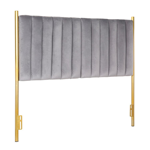 LumiSource Chloe Queen Headboard | Glam Gold Metal and Grey Velvet | Bedroom & Guest Room | 64 x 3 x 52 in | Model HB-CHLOEAUVGY