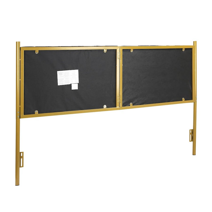 LumiSource Chloe King Headboard in Gold Steel/Black Velvet