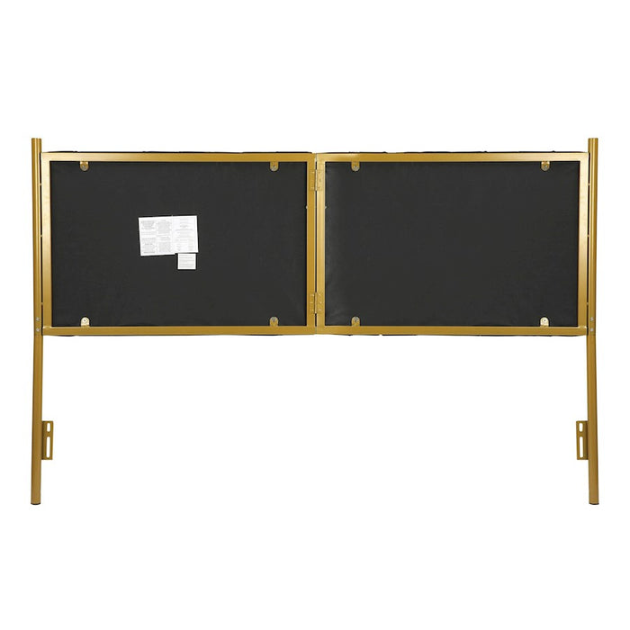 LumiSource Chloe King Headboard in Gold Steel/Black Velvet