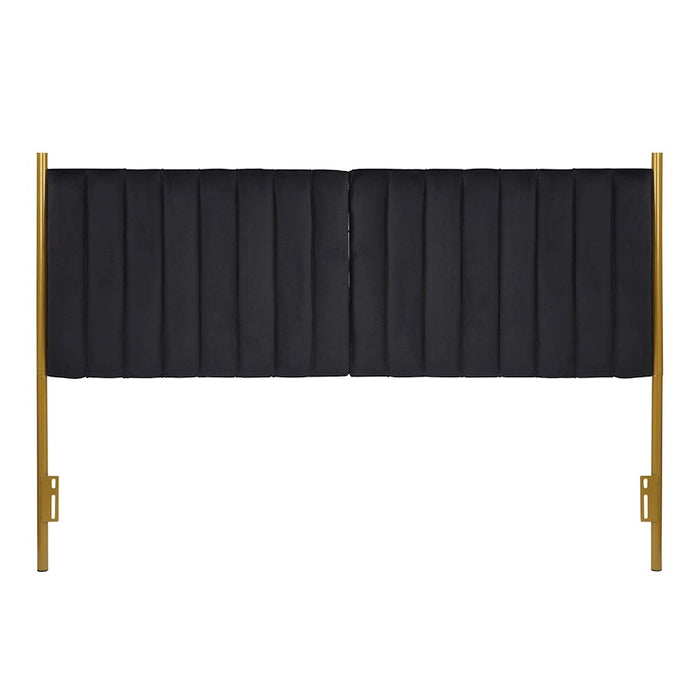 LumiSource Chloe King Headboard in Gold Steel/Black Velvet