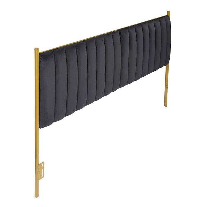 LumiSource Chloe King Headboard in Gold Steel/Black Velvet
