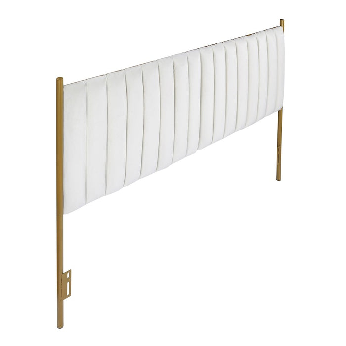 LumiSource Chloe Headboard in Gold Steel/Cream Velvet