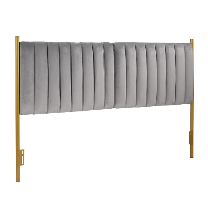 LumiSource Chloe Headboard in Gold Steel/Grey Velvet - HB-CHLOEKINGAUVGY