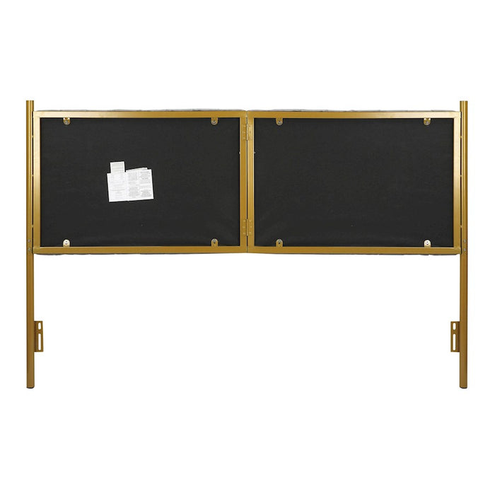 LumiSource Chloe Headboard in Gold Steel/Grey Velvet
