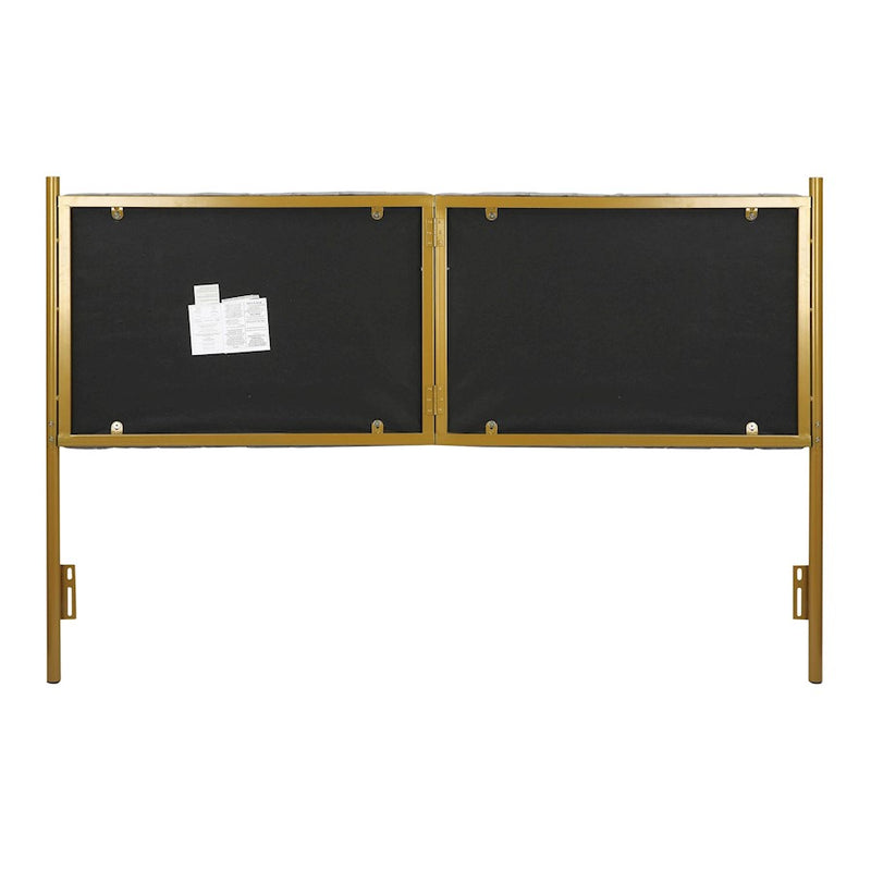 LumiSource Chloe King Headboard | Glam Gold Steel and Grey Velvet | Bedroom & Guest Room | 79 x 3 x 52 in | Model HB-CHLOEKINGAUVGY