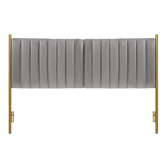 LumiSource Chloe Headboard in Gold Steel/Grey Velvet
