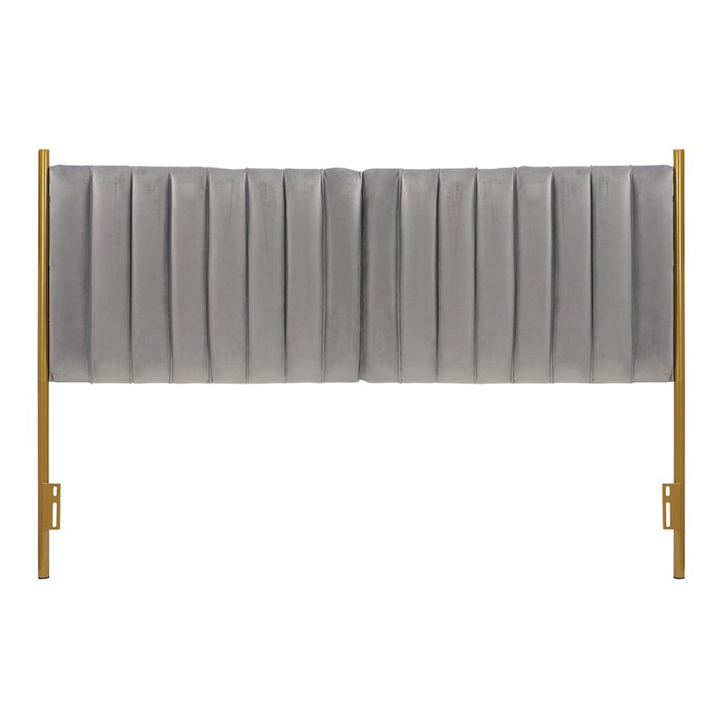 LumiSource Chloe King Headboard | Glam Gold Steel and Grey Velvet | Bedroom & Guest Room | 79 x 3 x 52 in | Model HB-CHLOEKINGAUVGY
