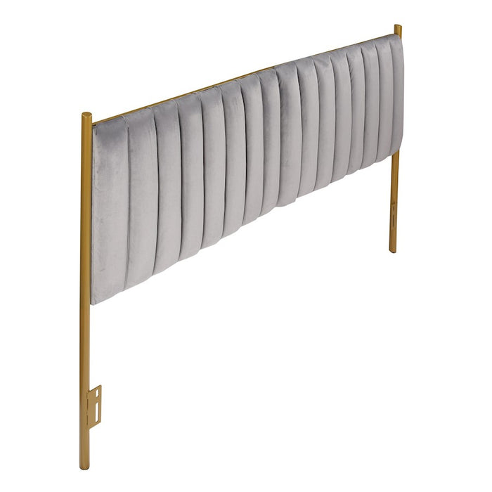 LumiSource Chloe Headboard in Gold Steel/Grey Velvet