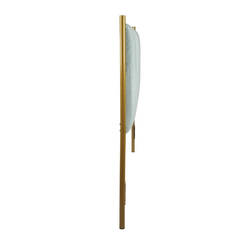 LumiSource Chloe Headboard in Gold Steel/Sage Green Velvet