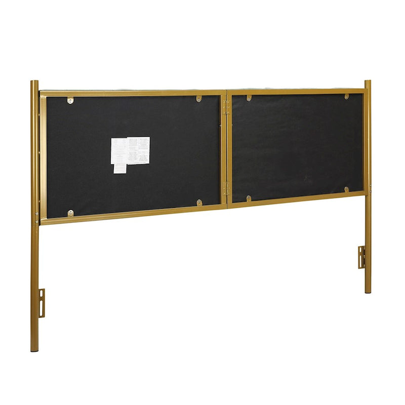 LumiSource Chloe Headboard in Gold Steel/Sage Green Velvet