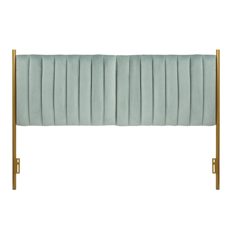 LumiSource Chloe Headboard in Gold Steel/Sage Green Velvet