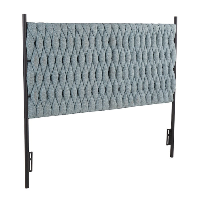 LumiSource Braided Matisse Headboard, Black Metal/Blue Fabric - HBQ-BRAIDMATBKBU