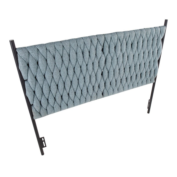 LumiSource Braided Matisse Headboard, Black Metal/Blue Fabric