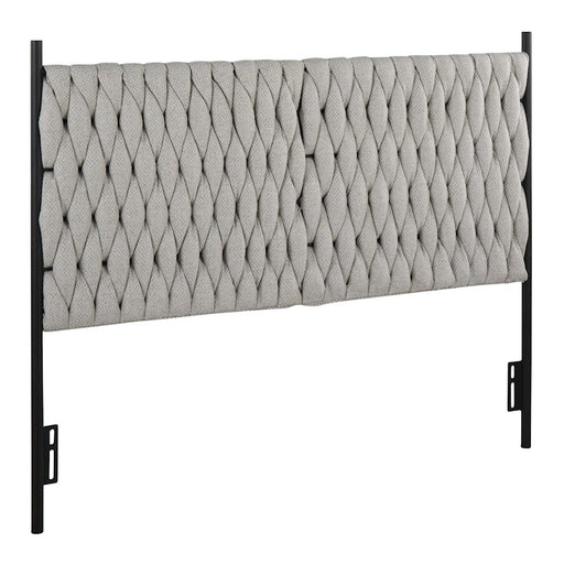 LumiSource Braided Matisse Headboard, Black/Cream Fabric - HBQ-BRAIDMATBKCR