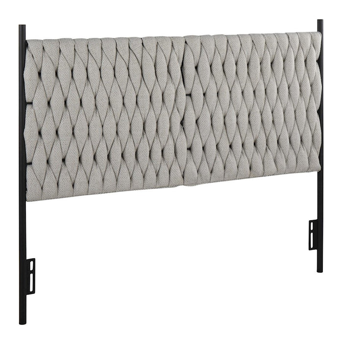 LumiSource Braided Matisse Headboard, Black/Cream Fabric - HBQ-BRAIDMATBKCR