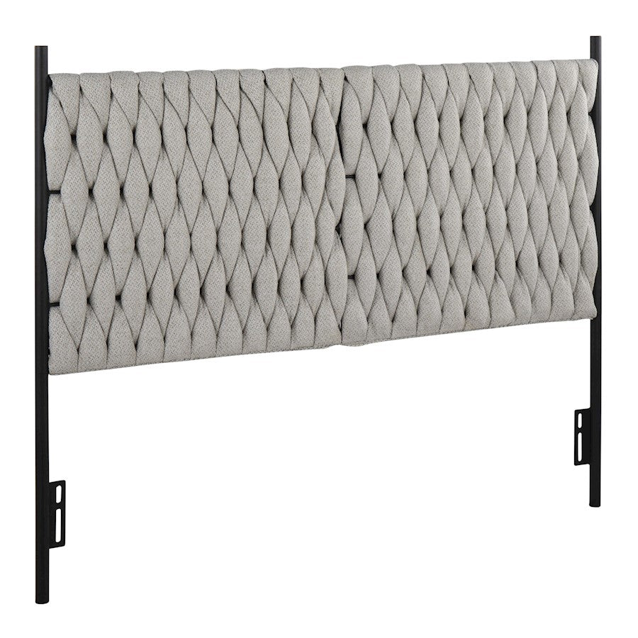 LumiSource Braided Matisse Headboard, Black/Cream Fabric - HBQ-BRAIDMATBKCR