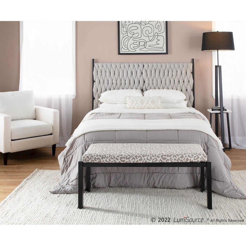 LumiSource Braided Matisse Headboard, Black/Cream Fabric