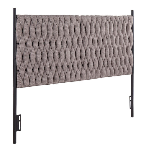 LumiSource Braided Matisse Headboard, Black Metal/Grey Fabric - HBQ-BRAIDMATBKGY