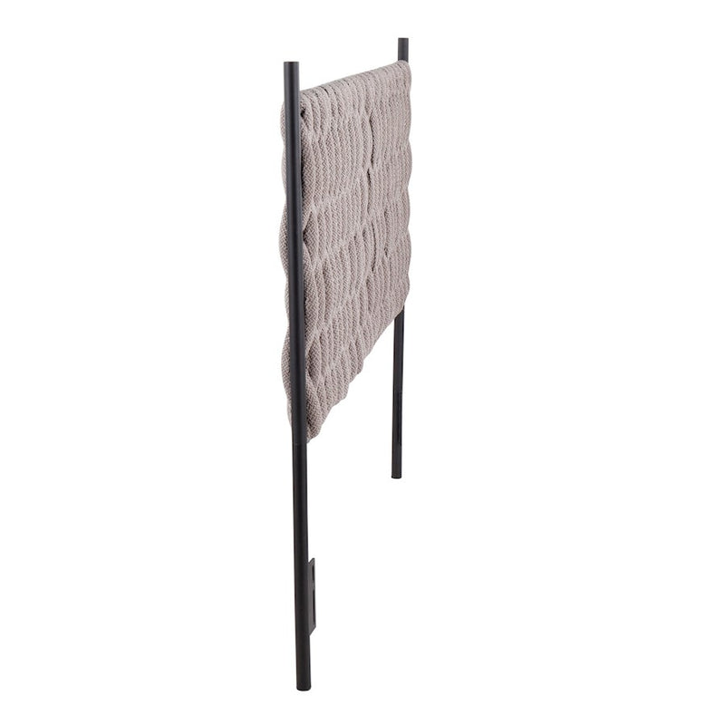 LumiSource Braided Matisse Headboard, Black Metal/Grey Fabric