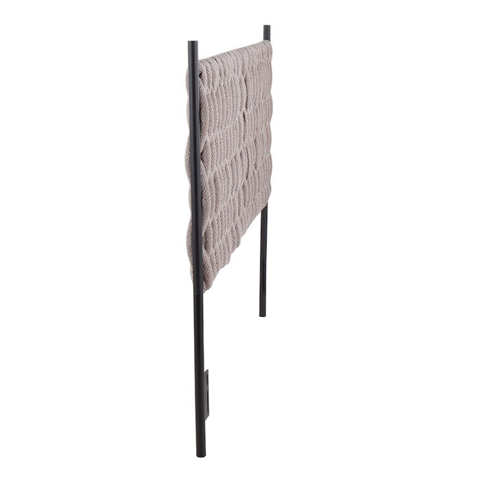 LumiSource Braided Matisse Headboard, Black Metal/Grey Fabric