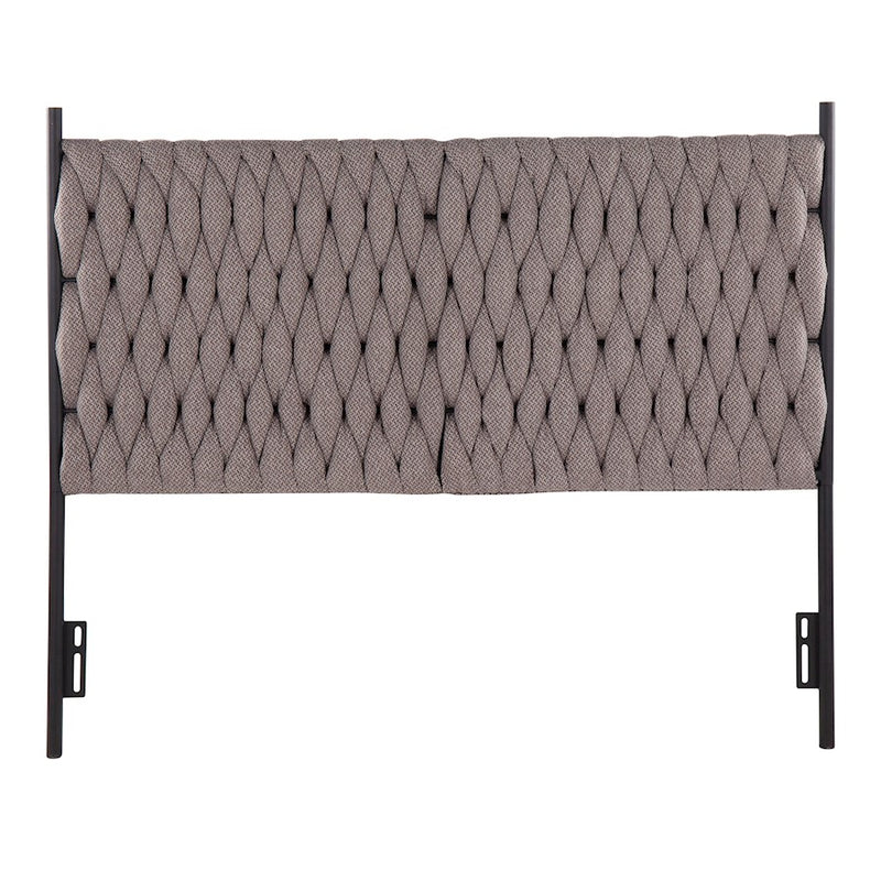 LumiSource Braided Matisse Queen Headboard | Black Metal & Grey Fabric Upholstery | Bedroom & Guest Room | Model HBQ-BRAIDMATBKGY