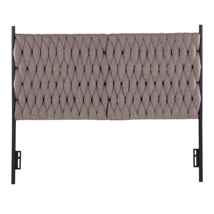 LumiSource Braided Matisse Headboard, Black Metal/Grey Fabric