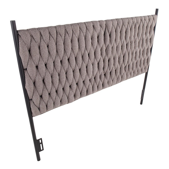 LumiSource Braided Matisse Headboard, Black Metal/Grey Fabric