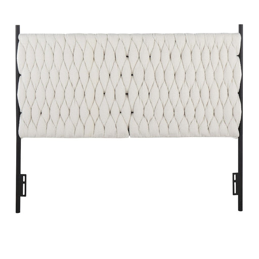 LumiSource Braided Matisse Headboard, Black/Cream Sherpa