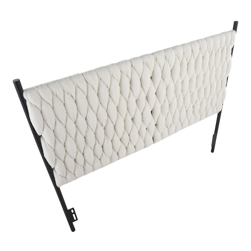LumiSource Braided Matisse Headboard, Black/Cream Sherpa