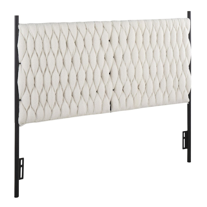 LumiSource Braided Matisse Headboard, Black/Cream Sherpa