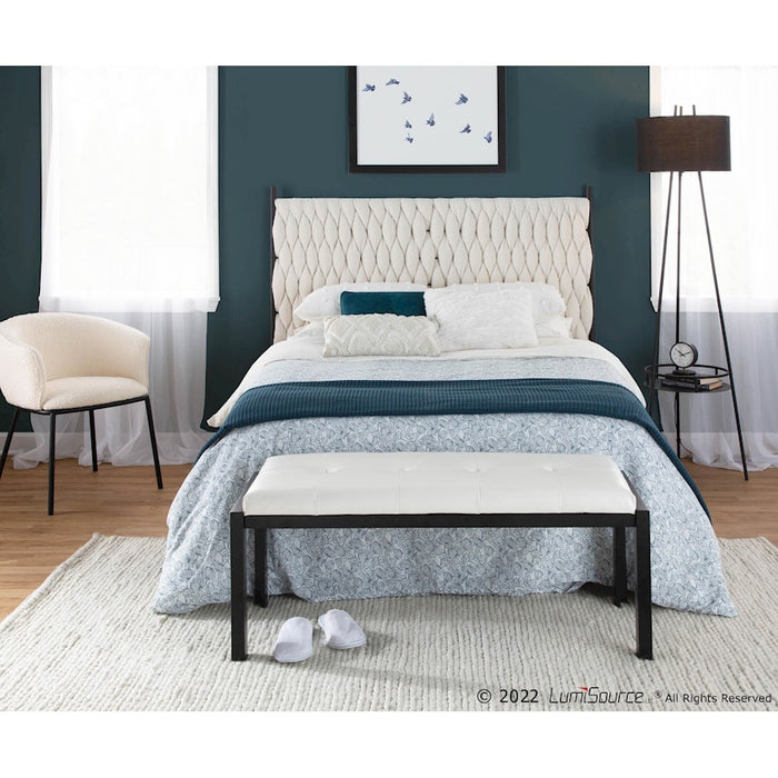 LumiSource Braided Matisse Headboard, Black/Cream Sherpa