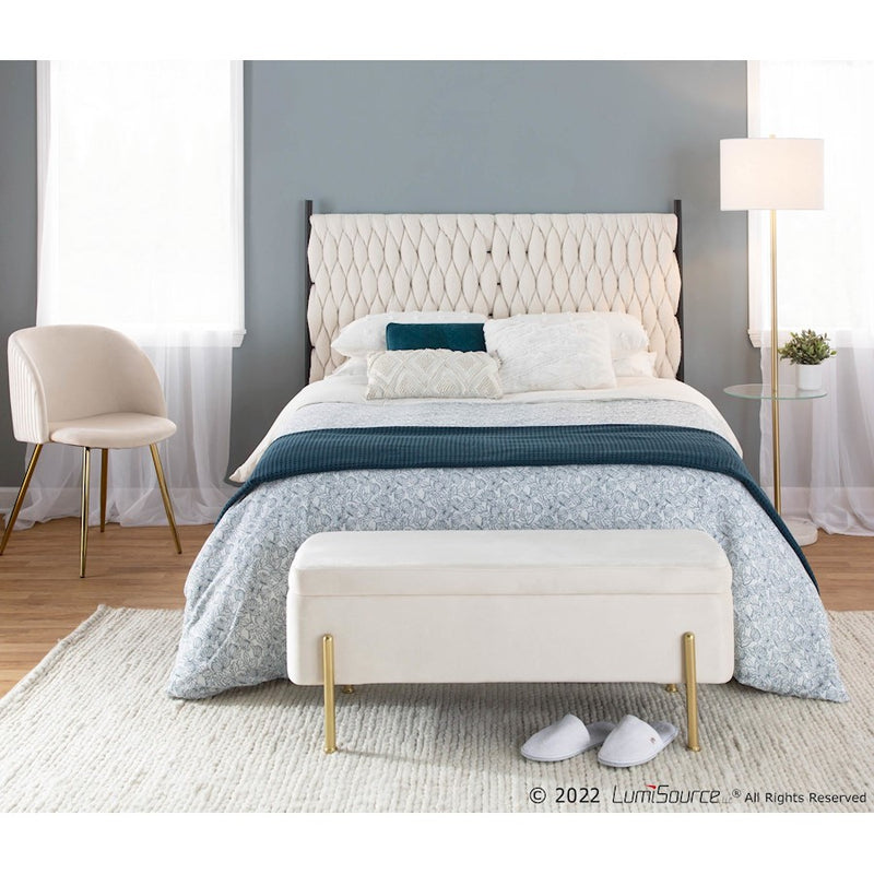 LumiSource Braided Matisse Headboard, Black/Cream Sherpa