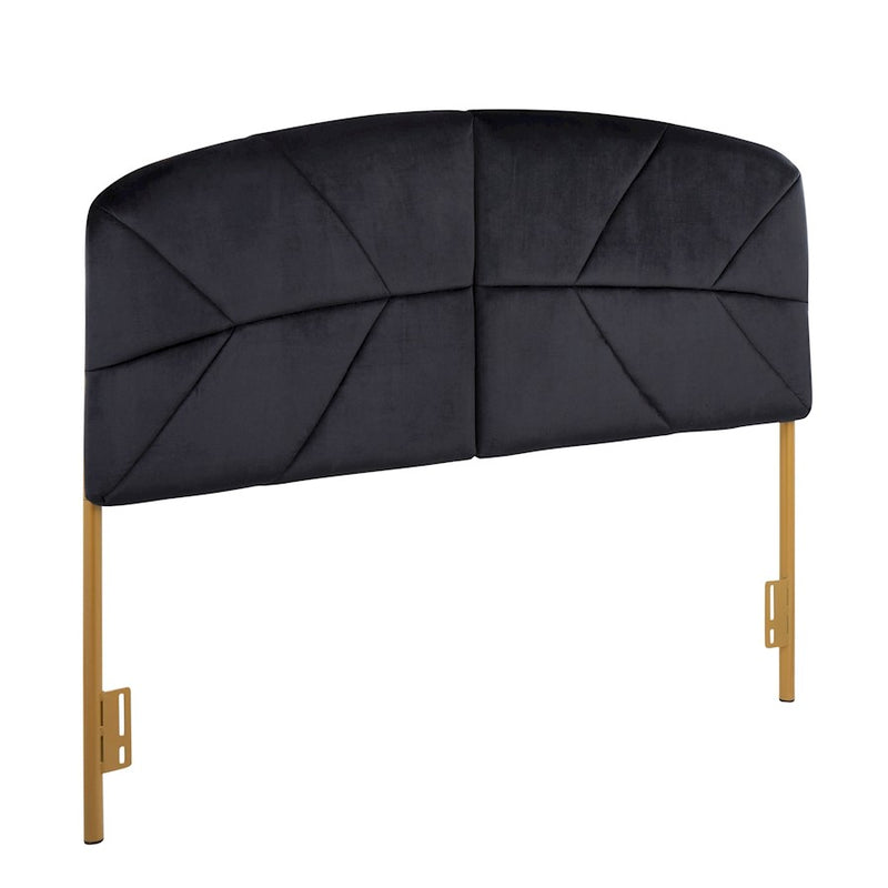 LumiSource Lindsey Queen Headboard | Gold Steel & Black Velvet Upholstery | Glam Bedroom & Guest Room | 63.75 x 2.75 x 52 in | Model HBQ-LINDSYAUVBK