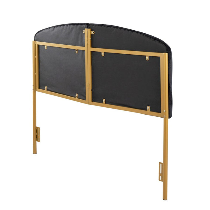LumiSource Lindsey Headboard in Gold Steel/Black Velvet