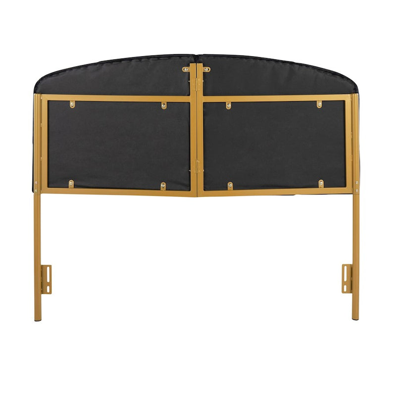LumiSource Lindsey Headboard in Gold Steel/Black Velvet
