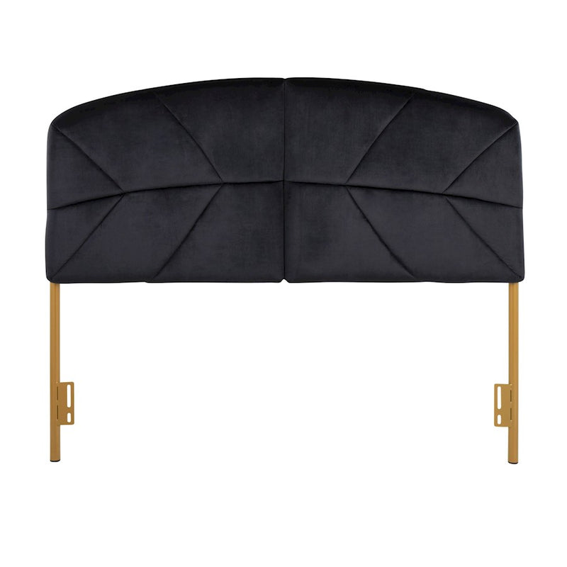 LumiSource Lindsey Queen Headboard | Gold Steel & Black Velvet Upholstery | Glam Bedroom & Guest Room | 63.75 x 2.75 x 52 in | Model HBQ-LINDSYAUVBK