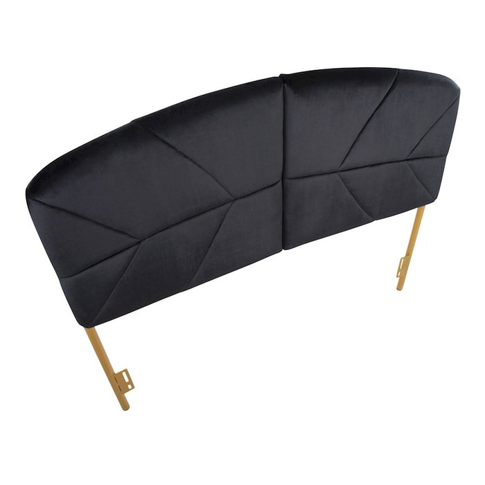 LumiSource Lindsey Headboard in Gold Steel/Black Velvet