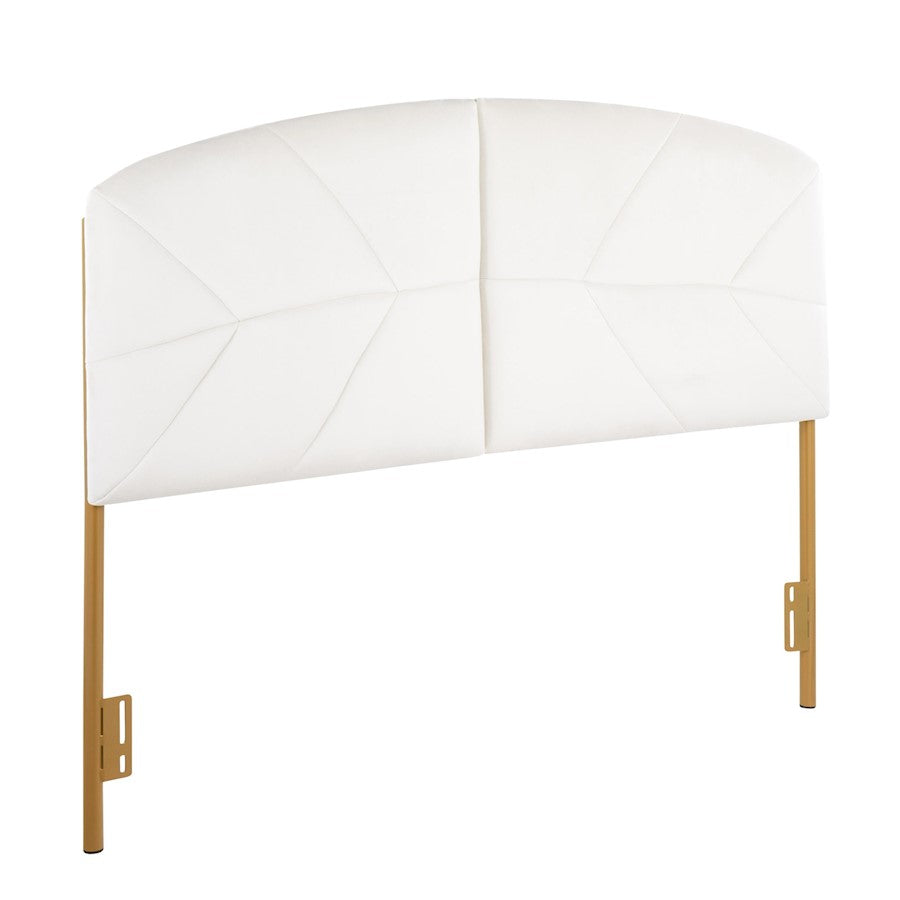 LumiSource Lindsey Headboard in Gold Steel/Cream Velvet - HBQ-LINDSYAUVCR