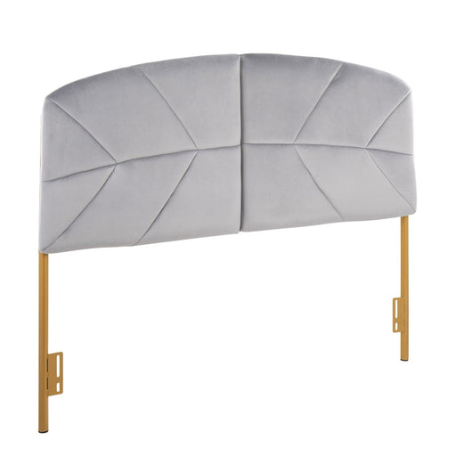 LumiSource Lindsey Headboard in Gold Steel/Grey Velvet - HBQ-LINDSYAUVGY